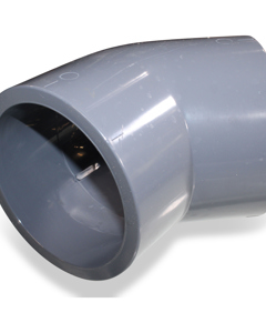 Elbow 45deg PVC 125mm 2x stick-on sleeve PN16